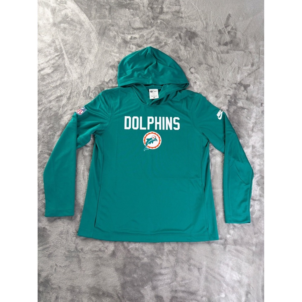 Nike Dolphins Football Long Sleeve Hoodie Shirt Dri-FIT On-Field Mens M